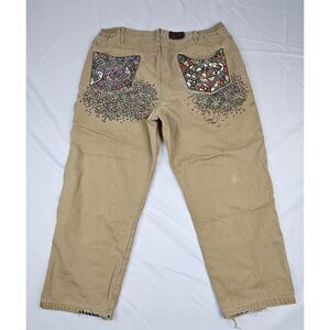 LL Bean Khaki Pants Mens 40x29. Comfort Waist Straight Leg‎ CUSTOM PAINTED.